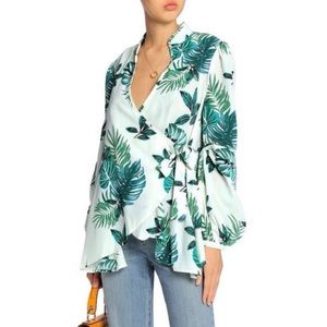 Walter Baker Vita Palm Print Wrap Top Size Medium